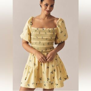 Anthropologie XL NWT Floral Yellow Dress